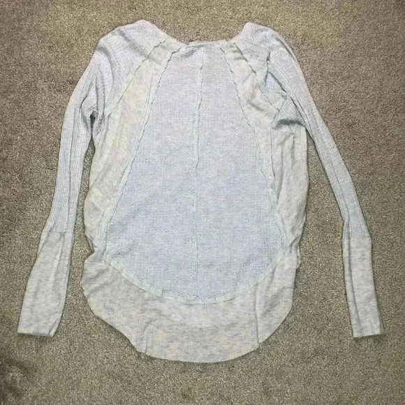 We The Free Thermal Long Sleeve Top Boho V Neck Top Catalina Blue Color Sz S - Picture 8 of 8